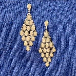 Ivory And Silver Colored Chandeleir Earrings